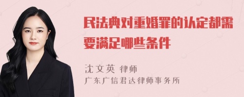 民法典对重婚罪的认定都需要满足哪些条件