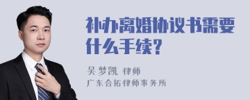 补办离婚协议书需要什么手续？