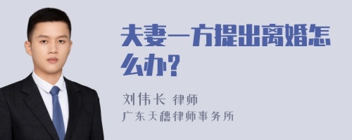 夫妻一方提出离婚怎么办?