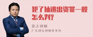 犯了抽逃出资罪一般怎么判?