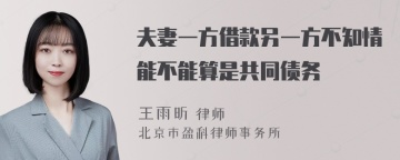 夫妻一方借款另一方不知情能不能算是共同债务