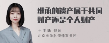 继承的遗产属于共同财产还是个人财产