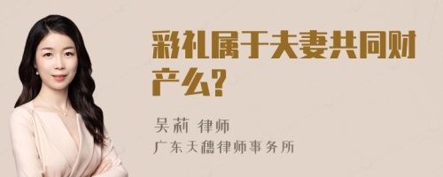 彩礼属于夫妻共同财产么?