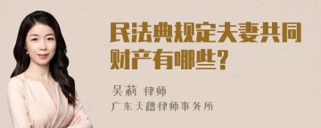 民法典规定夫妻共同财产有哪些?