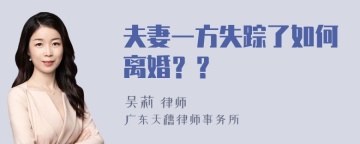 夫妻一方失踪了如何离婚？？