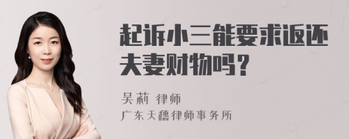 起诉小三能要求返还夫妻财物吗？