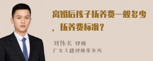 离婚后孩子抚养费一般多少，抚养费标准？