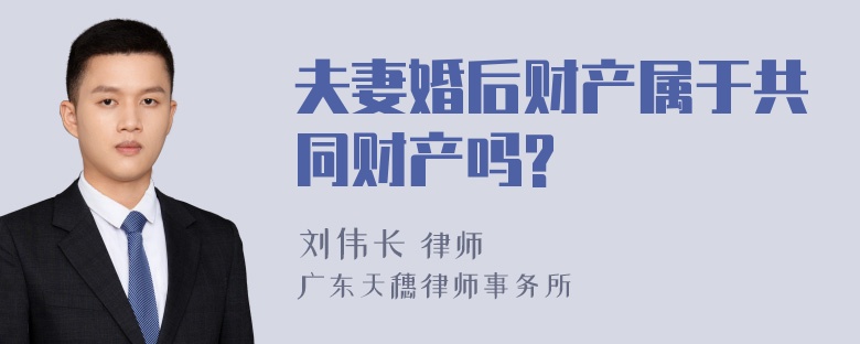 夫妻婚后财产属于共同财产吗?