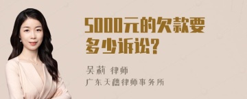 5000元的欠款要多少诉讼?