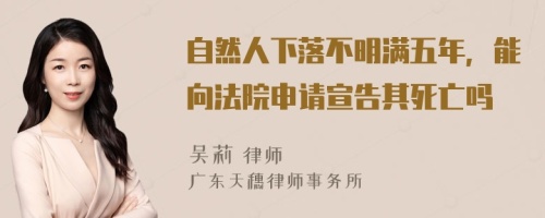 自然人下落不明满五年，能向法院申请宣告其死亡吗