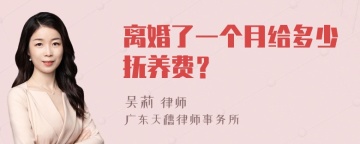 离婚了一个月给多少抚养费？