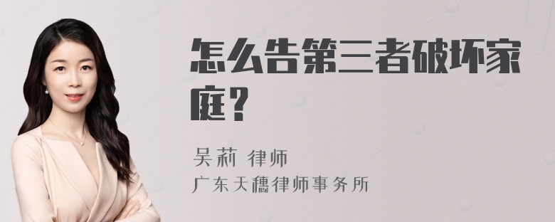 怎么告第三者破坏家庭？