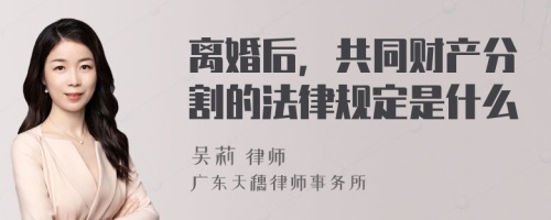 离婚后，共同财产分割的法律规定是什么