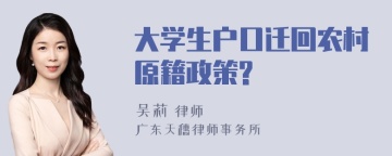 大学生户口迁回农村原籍政策?