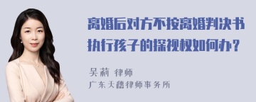 离婚后对方不按离婚判决书执行孩子的探视权如何办？