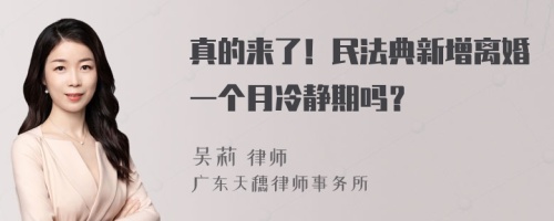 真的来了！民法典新增离婚一个月冷静期吗？