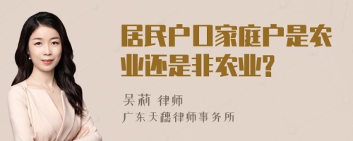 居民户口家庭户是农业还是非农业?