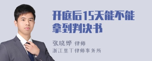 开庭后15天能不能拿到判决书