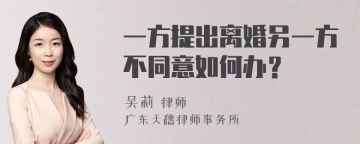 一方提出离婚另一方不同意如何办？