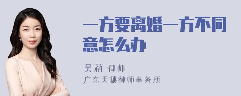 一方要离婚一方不同意怎么办