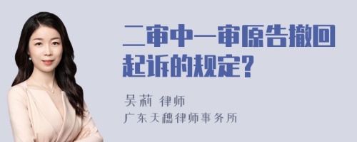 二审中一审原告撤回起诉的规定?