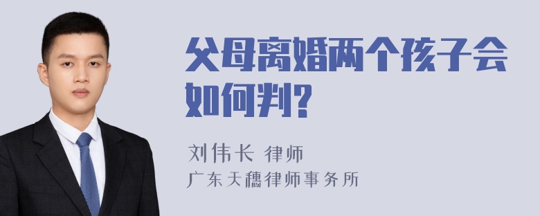 父母离婚两个孩子会如何判?