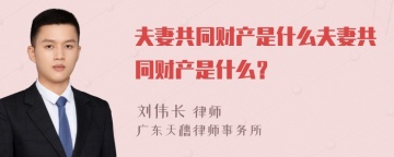 夫妻共同财产是什么夫妻共同财产是什么？