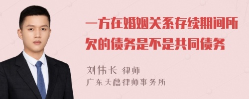 一方在婚姻关系存续期间所欠的债务是不是共同债务