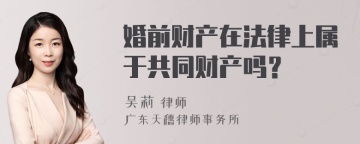 婚前财产在法律上属于共同财产吗？