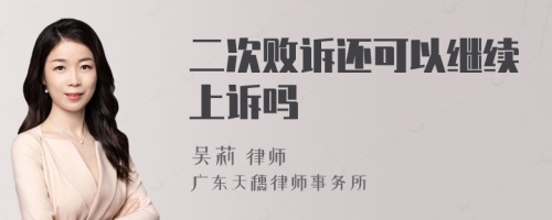 二次败诉还可以继续上诉吗