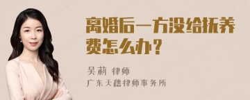 离婚后一方没给抚养费怎么办？