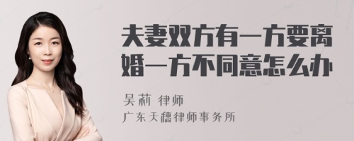 夫妻双方有一方要离婚一方不同意怎么办