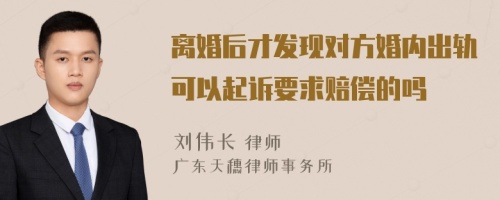 离婚后才发现对方婚内出轨可以起诉要求赔偿的吗