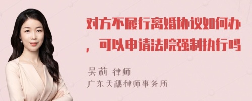 对方不履行离婚协议如何办，可以申请法院强制执行吗