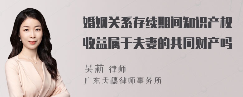 婚姻关系存续期间知识产权收益属于夫妻的共同财产吗