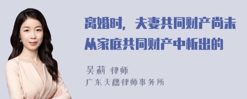 离婚时，夫妻共同财产尚未从家庭共同财产中析出的