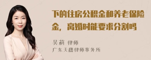 下的住房公积金和养老保险金，离婚时能要求分割吗