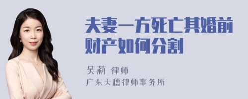 夫妻一方死亡其婚前财产如何分割