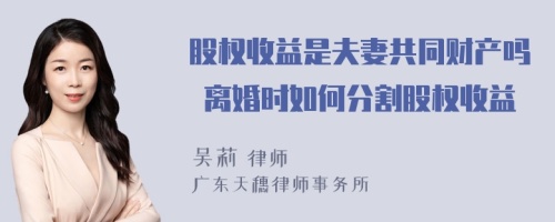 股权收益是夫妻共同财产吗 离婚时如何分割股权收益