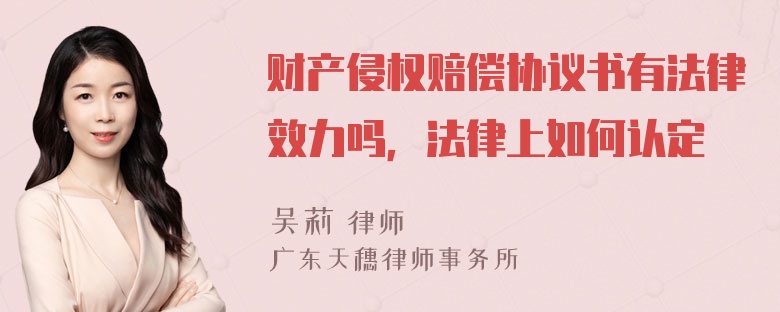 财产侵权赔偿协议书有法律效力吗，法律上如何认定