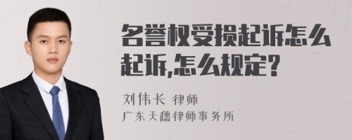 名誉权受损起诉怎么起诉,怎么规定?