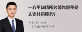 一方不知情所欠债务是不是夫妻共同债务?