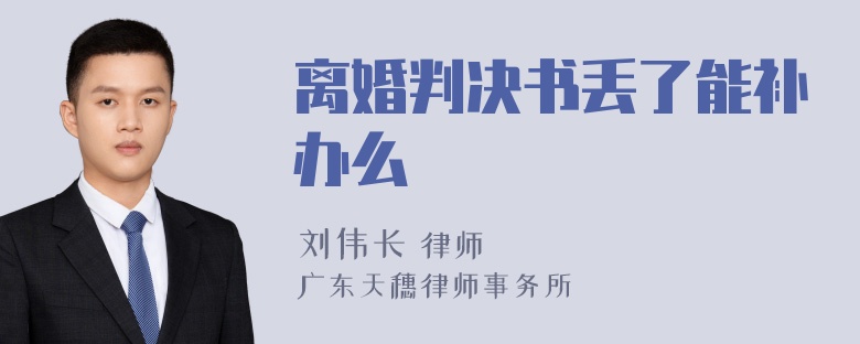 离婚判决书丢了能补办么