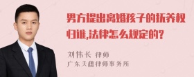 男方提出离婚孩子的抚养权归谁,法律怎么规定的?