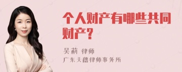 个人财产有哪些共同财产?