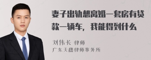 妻子出轨想离婚一套房有贷款一辆车，我能得到什么