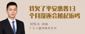 我欠了平安惠普13个月没还会被起诉吗