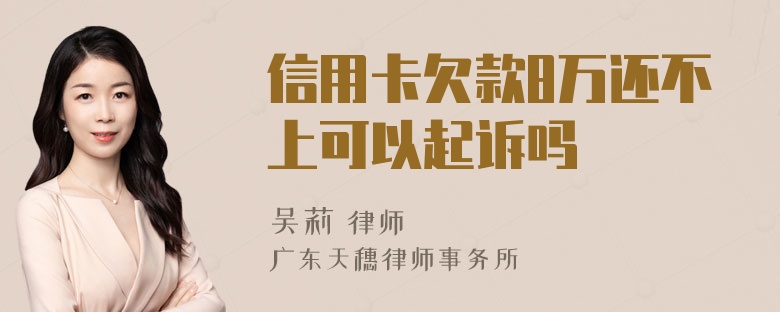 信用卡欠款8万还不上可以起诉吗