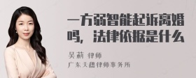 一方弱智能起诉离婚吗，法律依据是什么