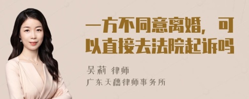 一方不同意离婚，可以直接去法院起诉吗